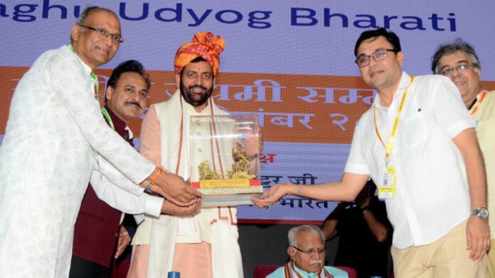 Chief Minister Naib Singh Saini attended the National Conference organized by Laghu Udyog Bharati at Sadhana and Village Development Center, Samalkha.